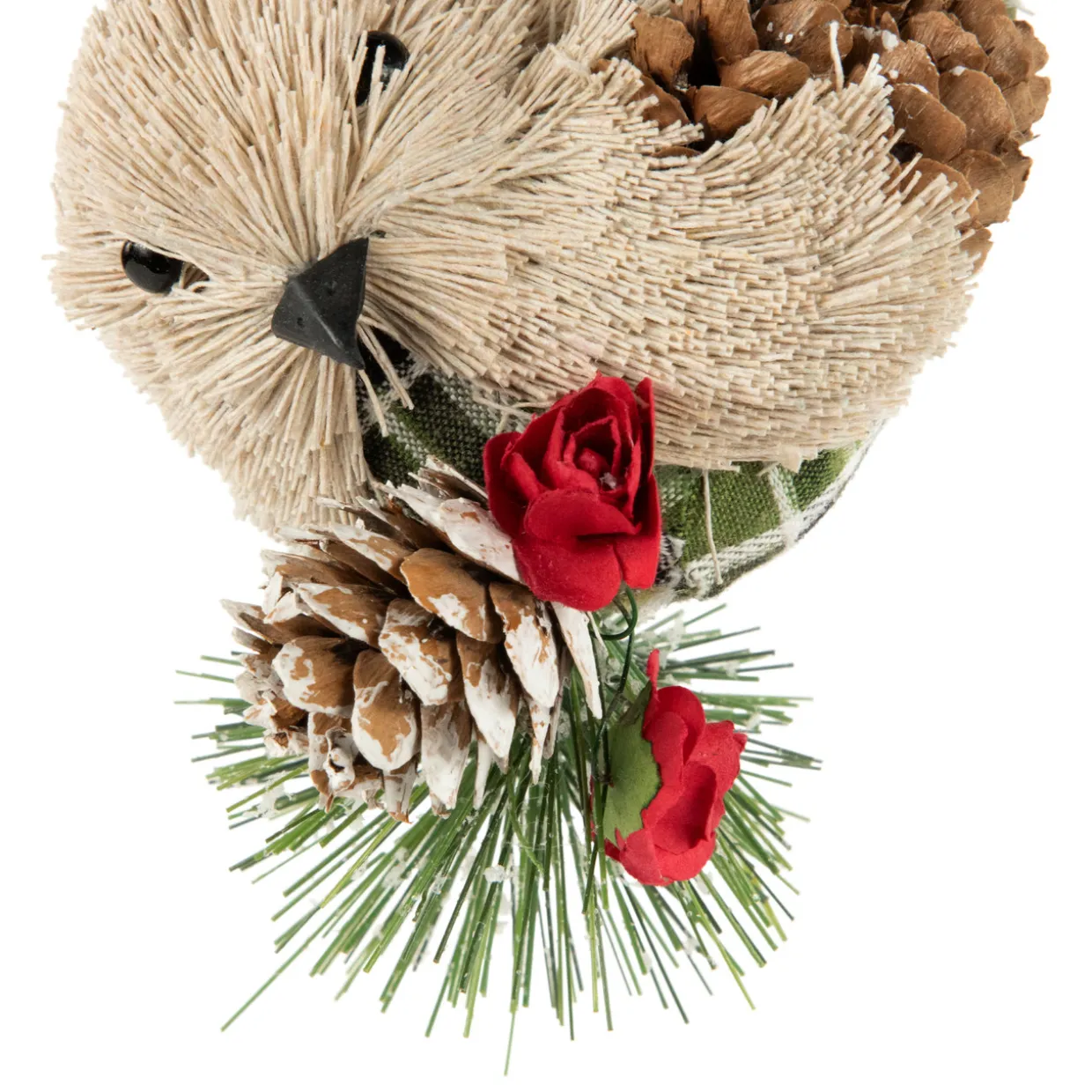 Left Facing Bird with Pinecone Christmas Ornament - 6.75"