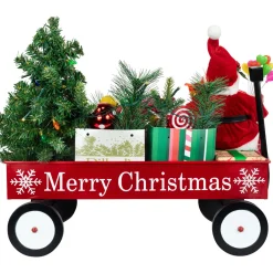 Lighted and Musical Santa Claus Merry Christmas Wagon Decoration - 20