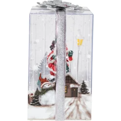 Lighted and Musical Santa Snowing Gift Box with Ribbon Christmas Decoration - 12