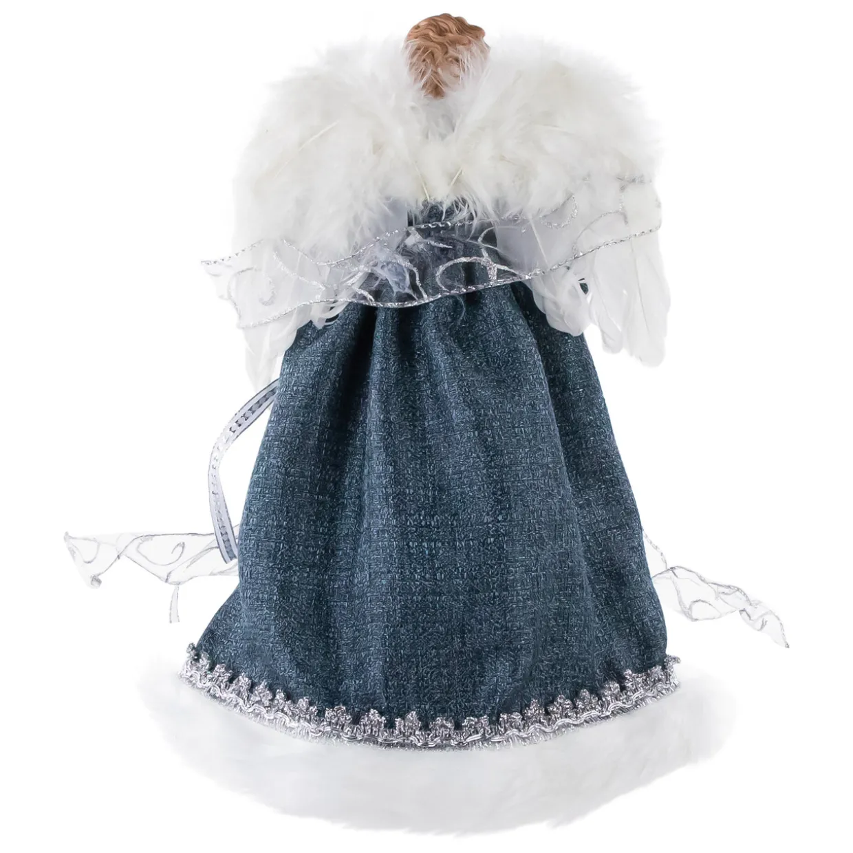 Lighted Angel with Faux Fur Wings Christmas Tree Topper - 14" - Blue and White