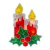 Lighted Berry Candle Christmas Window Silhouette - 12" - Clear Lights