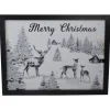 Lighted Black and White Winter Scene Merry Christmas Canvas Wall Art 11.75" x 15.75"