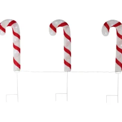 Lighted Candy Cane Christmas Pathway Lawn Stakes - 20" - Set of 3