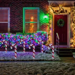 Lighted Candy Cane Christmas Pathway Lawn Stakes - 20" - Set of 3