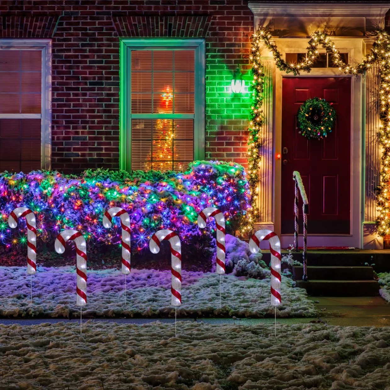 Lighted Candy Cane Christmas Pathway Lawn Stakes - 20" - Set of 3