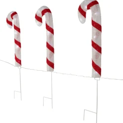 Lighted Candy Cane Christmas Pathway Lawn Stakes - 20