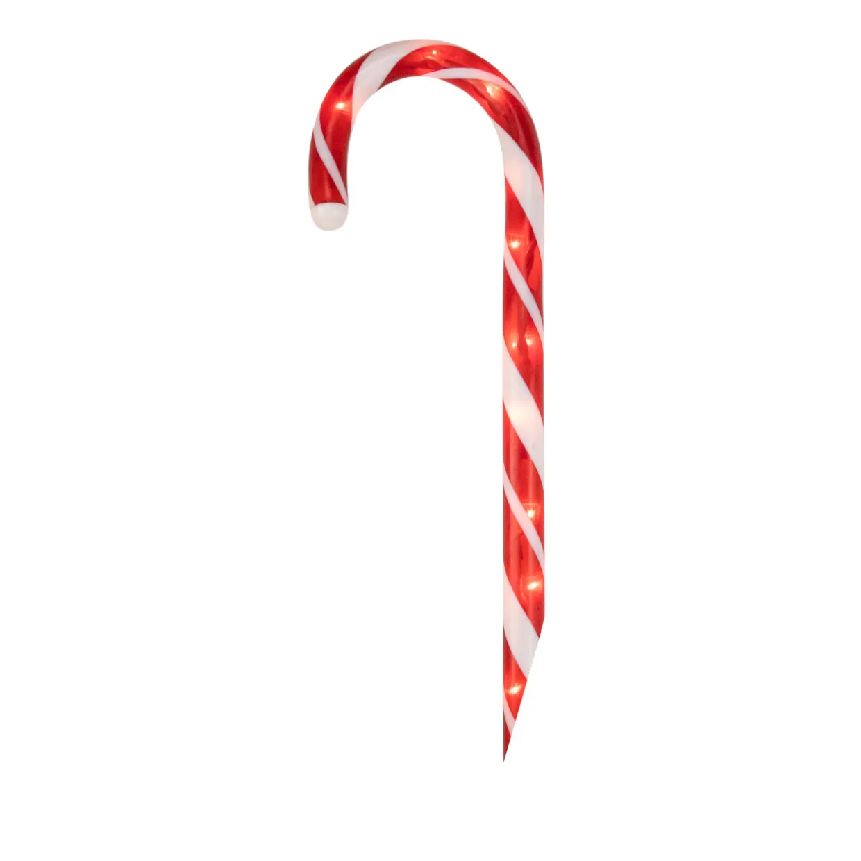 Lighted Candy Cane Outdoor Christmas Pathway Markers - 13.5' White Wire - Set of 10