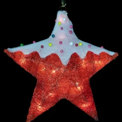 Lighted Candy Covered Sisal Star Christmas Window Decoration - 18