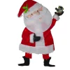 Lighted Chenille Santa with Bird Outdoor Christmas Decoration - 32" - White Lights