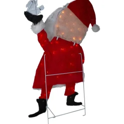 Lighted Chenille Santa with Bird Outdoor Christmas Decoration - 32