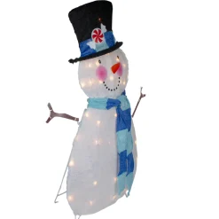 Lighted Chenille Snowman Outdoor Christmas Decoration - 32