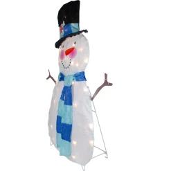 Lighted Chenille Snowman Outdoor Christmas Decoration - 32