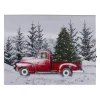 Lighted Christmas Tree in a Red Truck Canvas Art - 8"