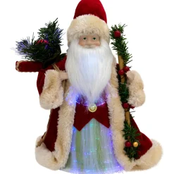Lighted Color-Changing Fiber Optic Santa Claus Christmas Tree Topper - 12"