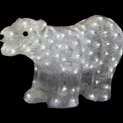 Lighted Commercial Grade Acrylic Polar Bear Outdoor Christmas Decoration - 28" - Pure White LED Lights