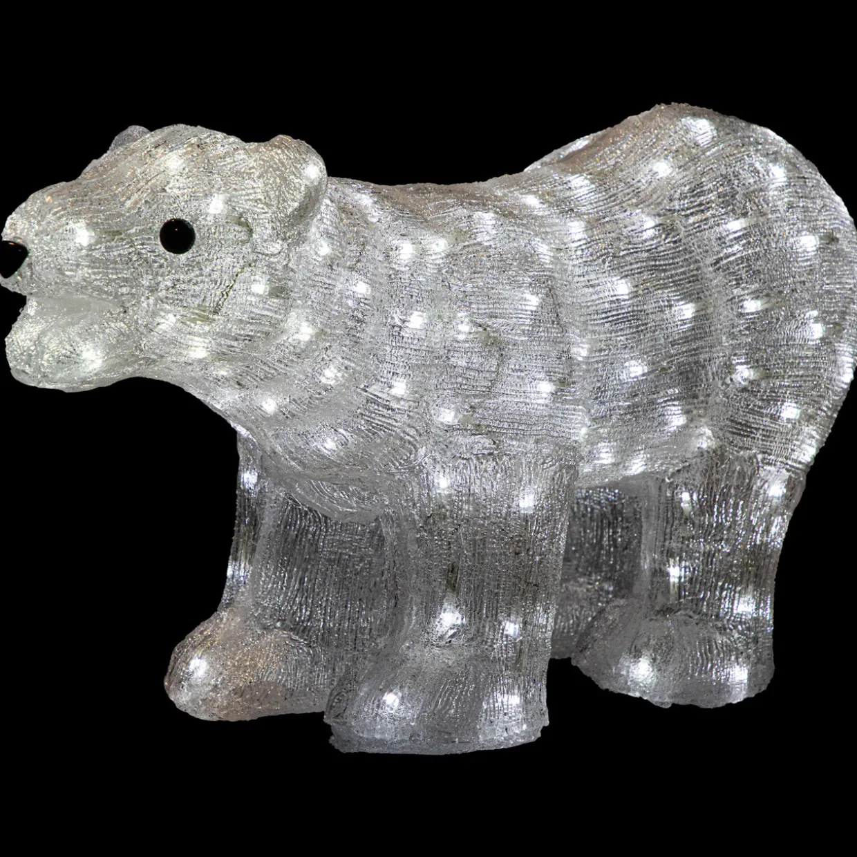 Lighted Commercial Grade Acrylic Polar Bear Outdoor Christmas Decoration - 28" - Pure White LED Lights