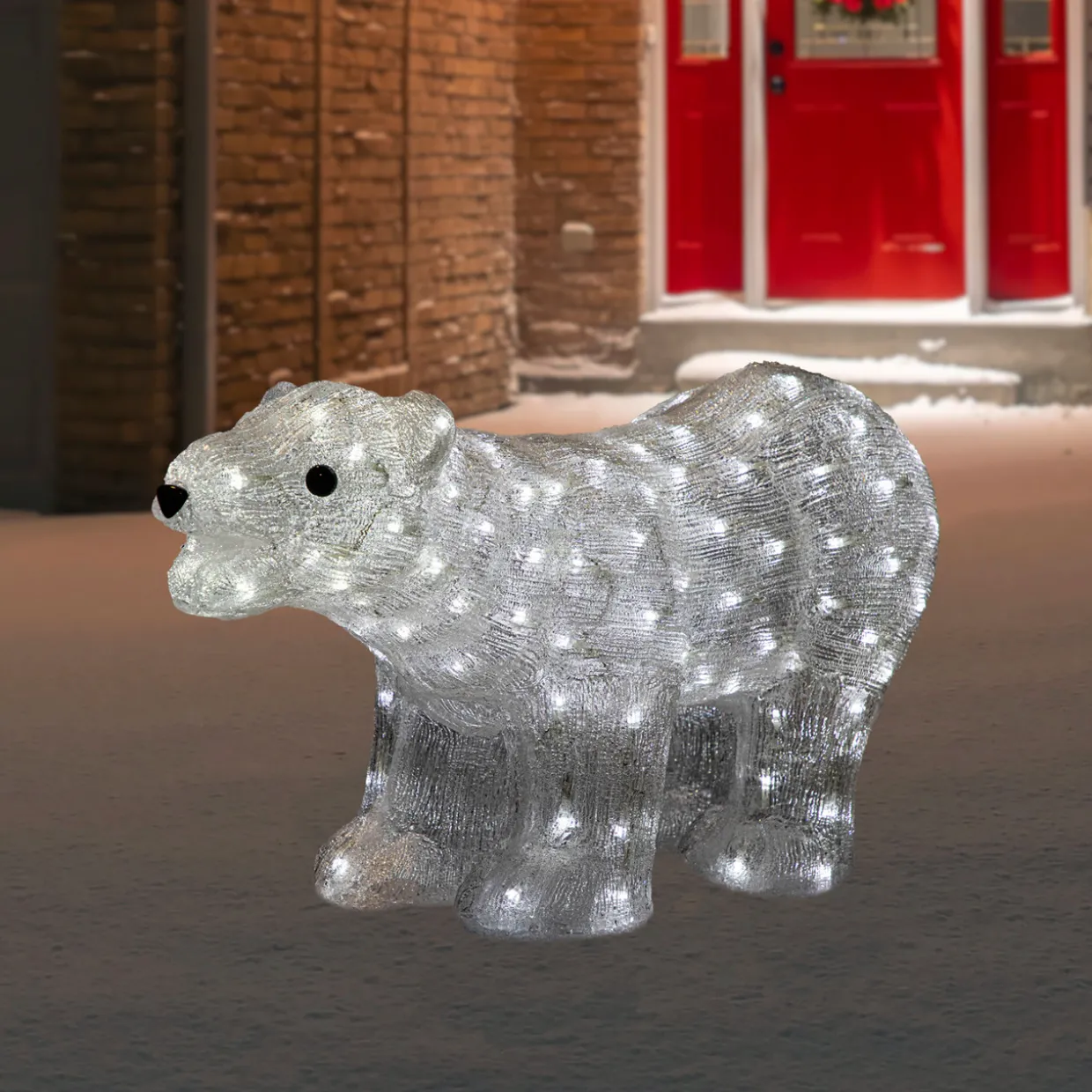 Lighted Commercial Grade Acrylic Polar Bear Outdoor Christmas Decoration - 28" - Pure White LED Lights