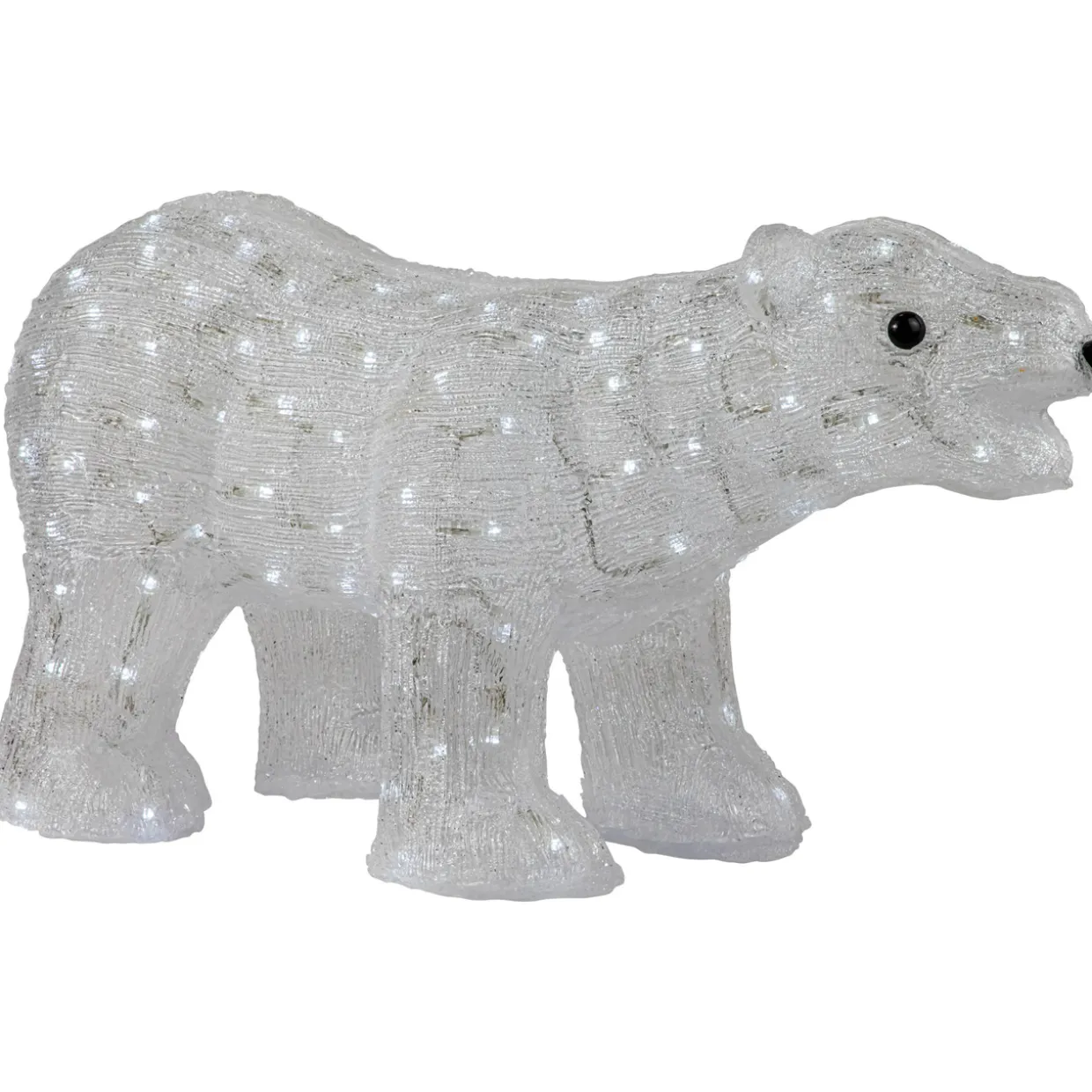 Lighted Commercial Grade Acrylic Polar Bear Outdoor Christmas Decoration - 28" - Pure White LED Lights