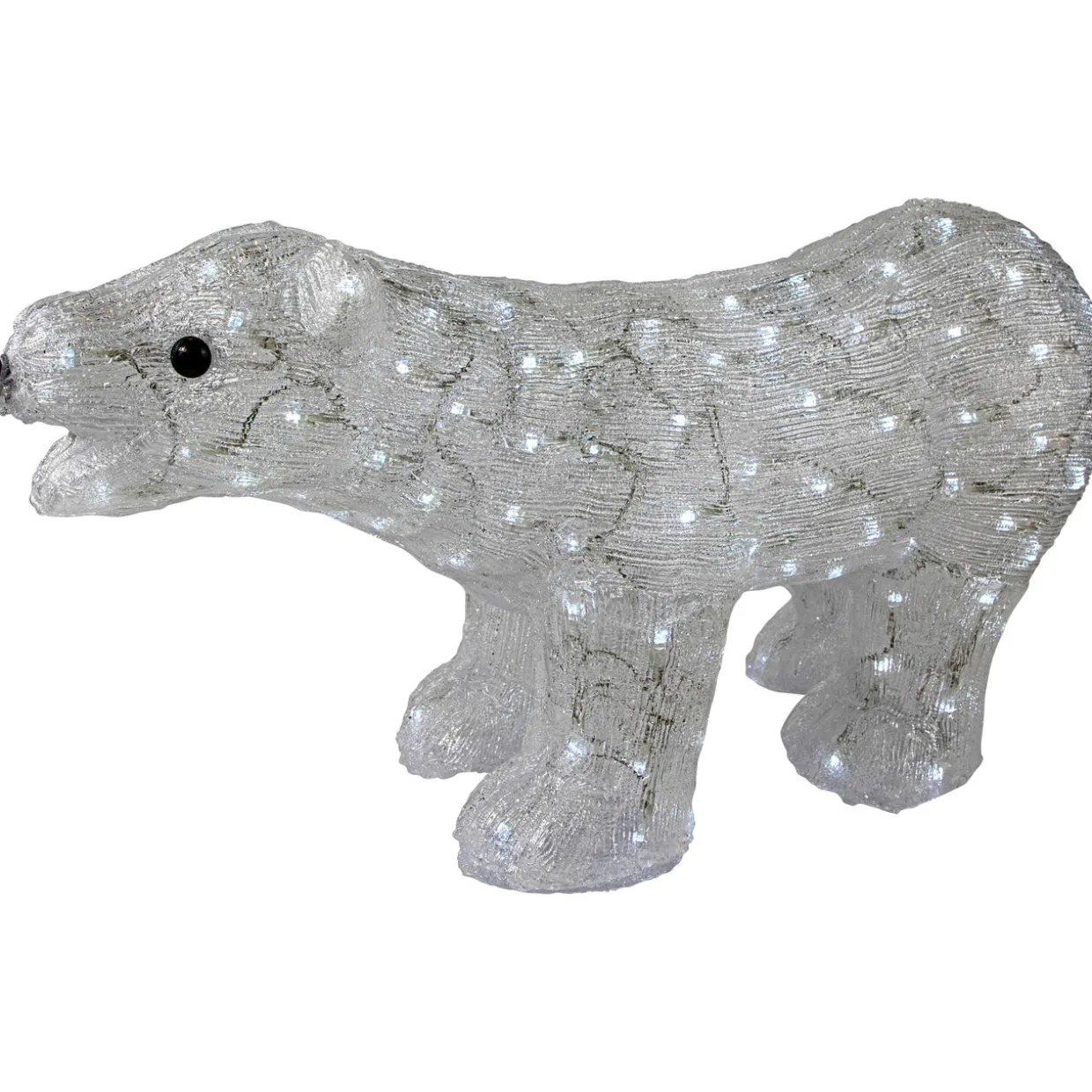 Lighted Commercial Grade Acrylic Polar Bear Outdoor Christmas Decoration - 28" - Pure White LED Lights