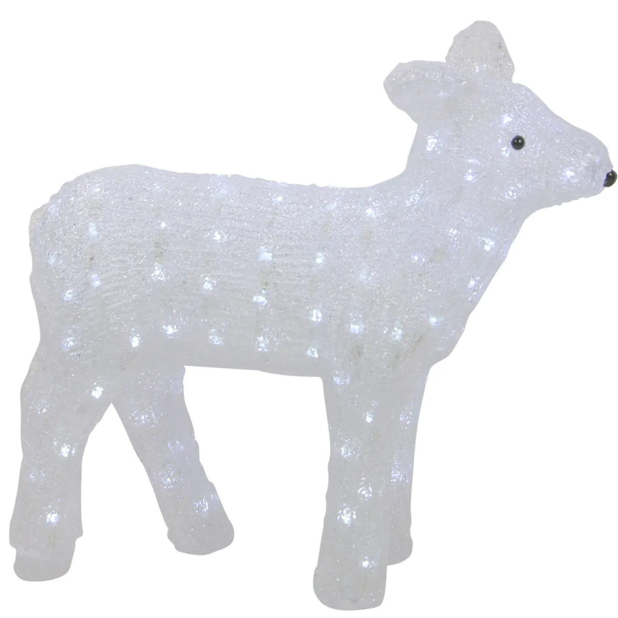 Lighted Commercial Grade Acrylic Baby Reindeer Christmas Outdoor Decoration - 18" - Polar White Lights