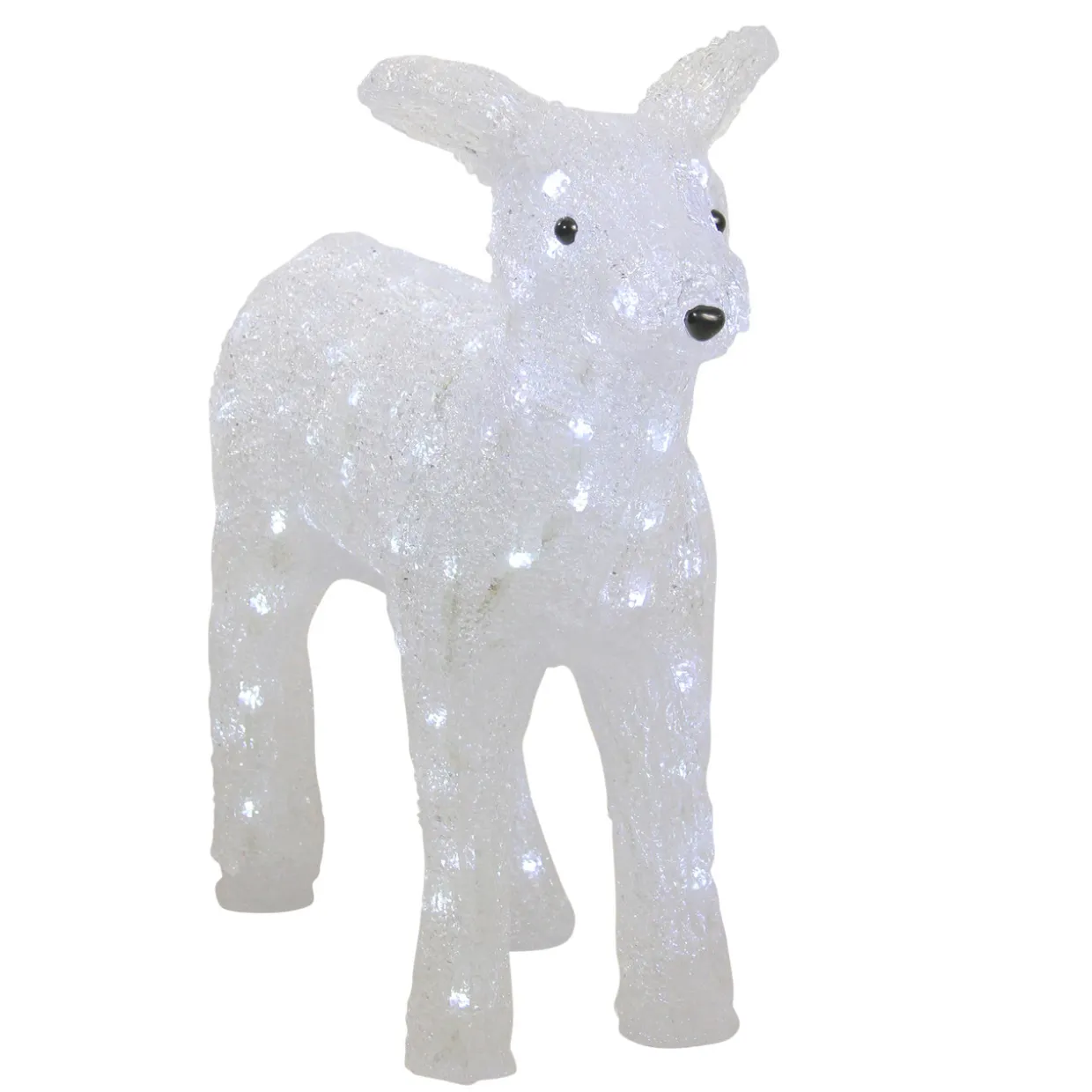 Lighted Commercial Grade Acrylic Baby Reindeer Christmas Outdoor Decoration - 18" - Polar White Lights