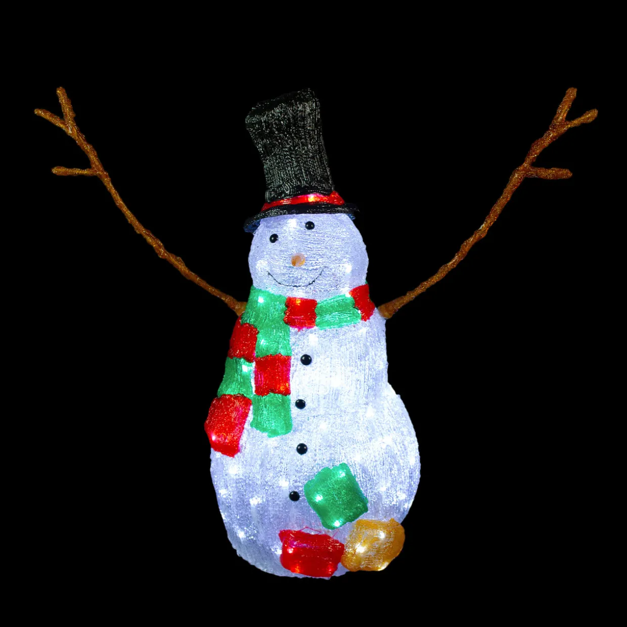 Lighted Commercial Grade Acrylic Snowman Outdoor Christmas Decoration - 23"