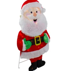 Lighted 2D Chenille Santa Outdoor Christmas Decoration - 32