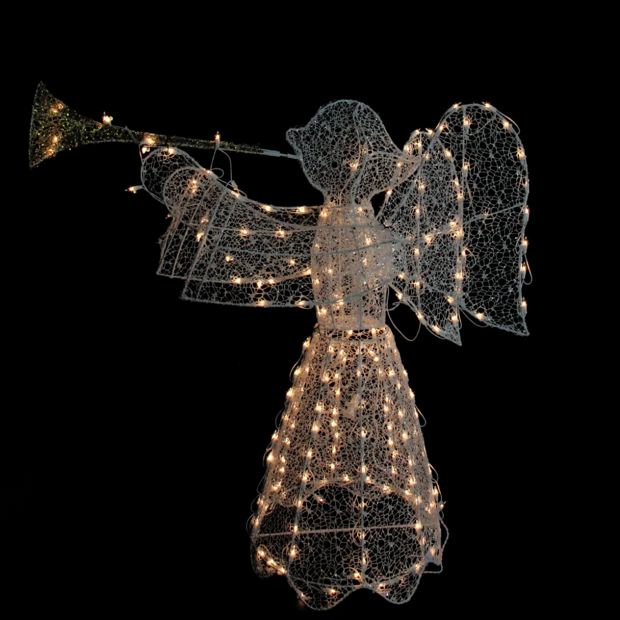 Lighted 3D Trumpeting Angel Outdoor Christmas Decoration - 44" - Clear Lights