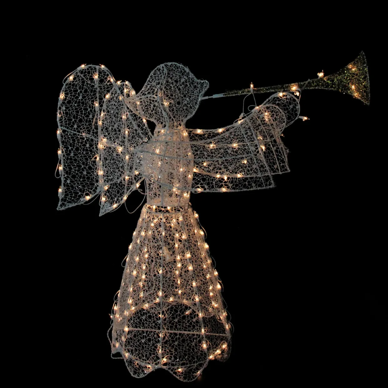Lighted 3D Trumpeting Angel Outdoor Christmas Decoration - 44" - Clear Lights