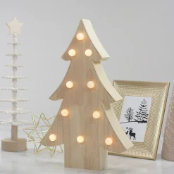 Lighted 3D Wooden Christmas Tree Decoration - 15"
