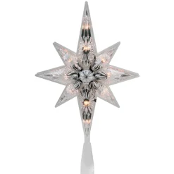 Lighted Faceted Star of Bethlehem Christmas Tree Topper- 13.5" - Clear Lights