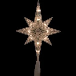 Lighted Faceted Star of Bethlehem Christmas Tree Topper- 13.5" - Clear Lights