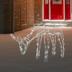 Lighted Feeding Reindeer Outdoor Christmas Decoration - 42" - White - Clear Lights