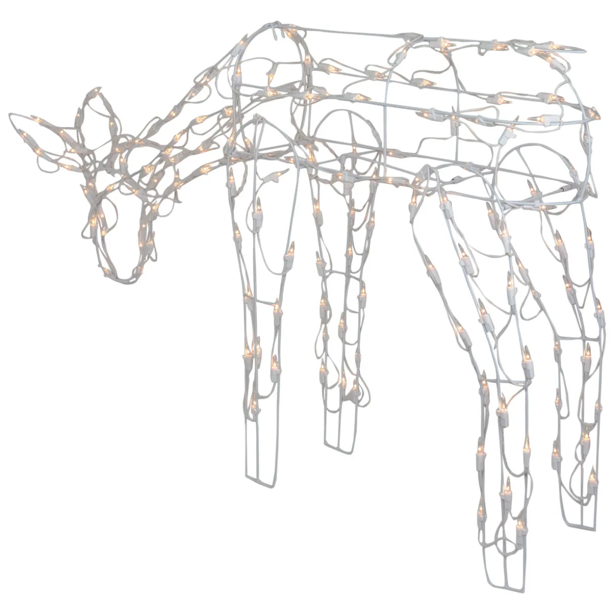 Lighted Feeding Reindeer Outdoor Christmas Decoration - 42" - White - Clear Lights