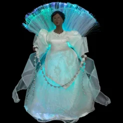 Lighted Fiber Optic African American Angel Christmas Tree Topper - 12