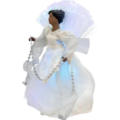 Lighted Fiber Optic African American Angel Christmas Tree Topper - 12