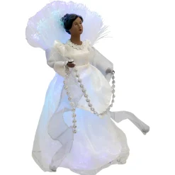 Lighted Fiber Optic African American Angel Christmas Tree Topper - 12