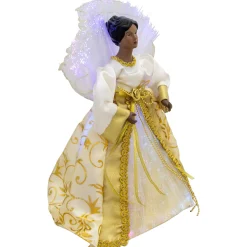 Lighted Fiber Optic African American Angel Christmas Tree Topper - 12