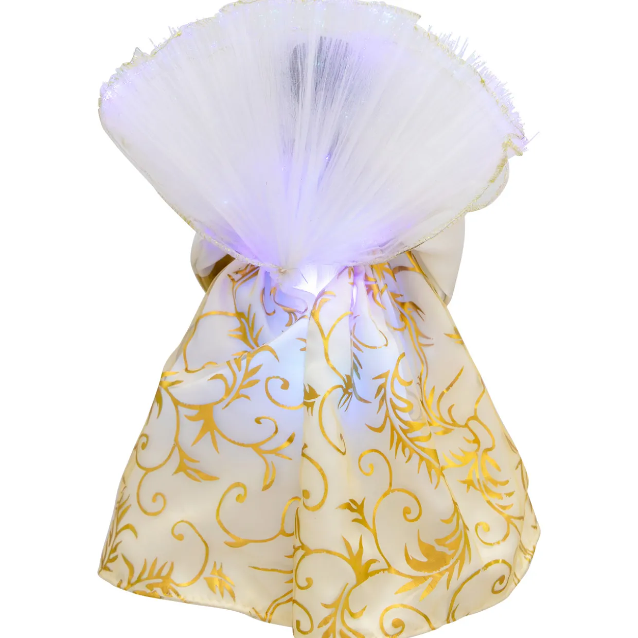 Lighted Fiber Optic African American Angel Christmas Tree Topper - 12" - Gold