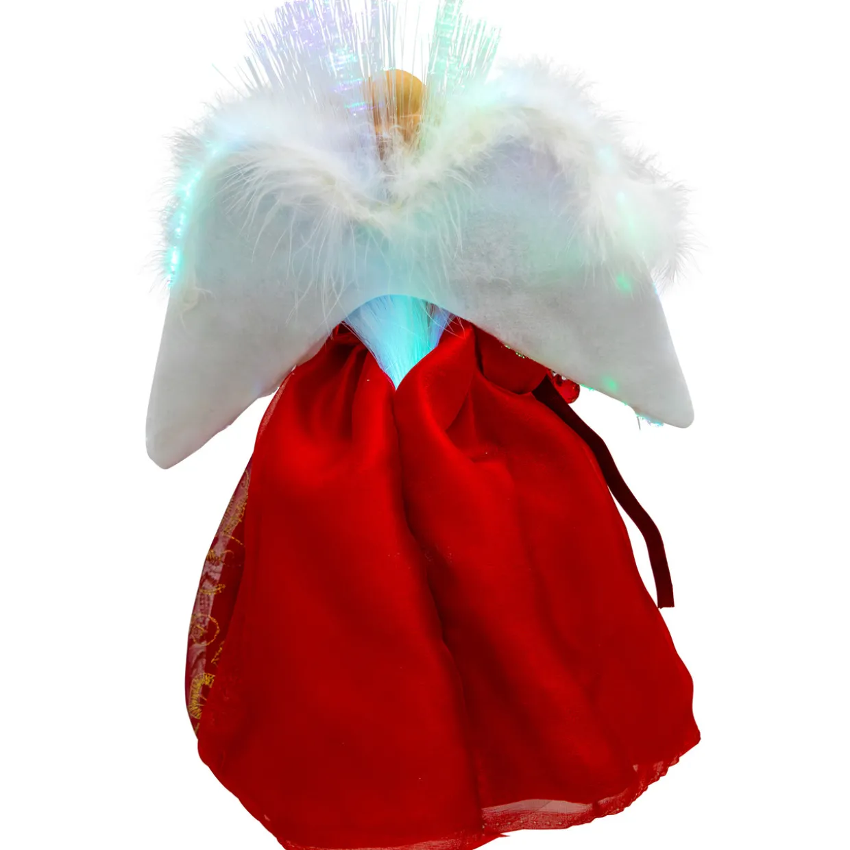 Lighted Fiber Optic Angel Christmas Tree Topper - 12" - Red and Gold