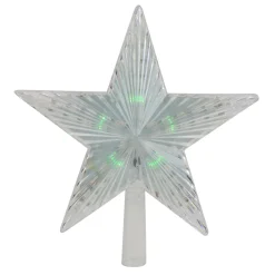 Lighted Flashing Crystal Star Christmas Tree Topper - 9" - Multicolor LED Lights