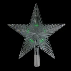 Lighted Flashing Crystal Star Christmas Tree Topper - 9" - Multicolor LED Lights
