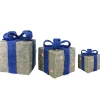 Lighted Gift Boxes Outdoor Christmas Decorations - 10" - Silver and Blue - Set of 3