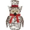 Lighted Glitter Rattan Owl Outdoor Christmas Decoration - 21" - Clear Lights