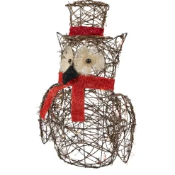 Lighted Glitter Rattan Owl Outdoor Christmas Decoration - 21