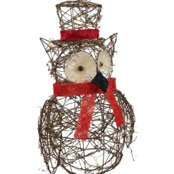 Lighted Glitter Rattan Owl Outdoor Christmas Decoration - 21