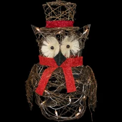 Lighted Glitter Rattan Owl Outdoor Christmas Decoration - 21