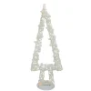 Lighted Glitter String and Cotton Ball Christmas Tree Decoration - 34"