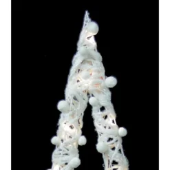 Lighted Glitter String and Cotton Ball Christmas Tree Decoration - 34