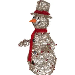 Lighted Glittered Snowman and Berries Outdoor Christmas Decoration - 28